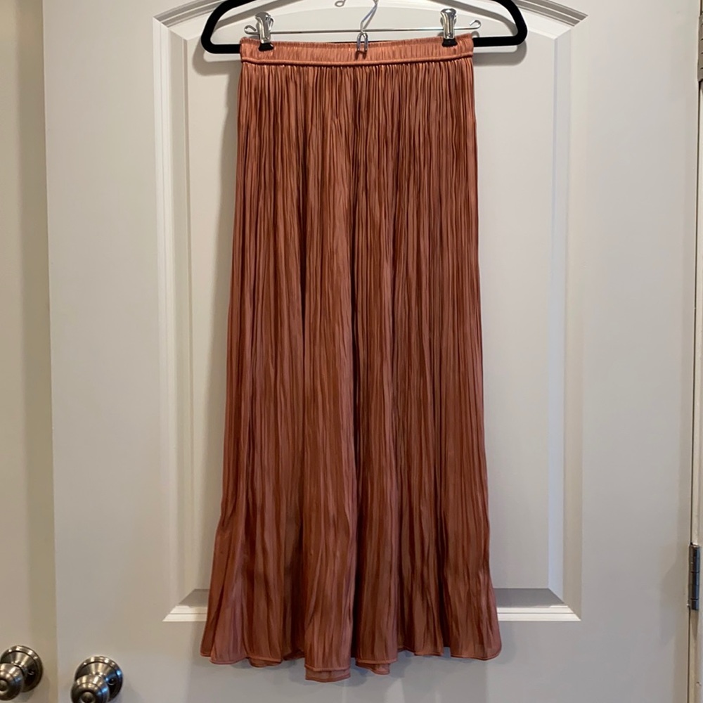 Zara pleated metallic maxi skirt